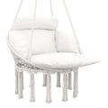 Hanging Hammock Chair with Soft Cushion and Cotton Rope - Cream White