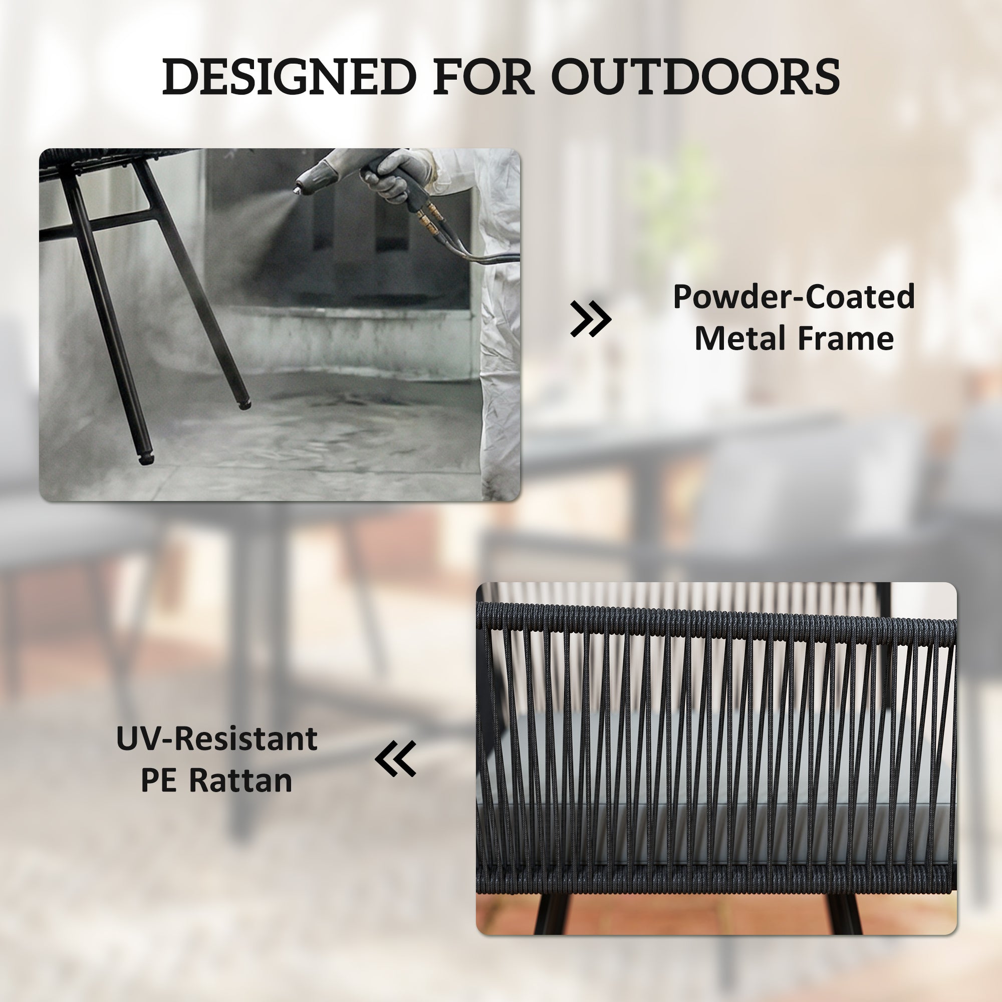 5 Piece Garden Furniture Set, Garden Dining Set with Wood-Plastic Table and 4 Armchairs, Light Grey