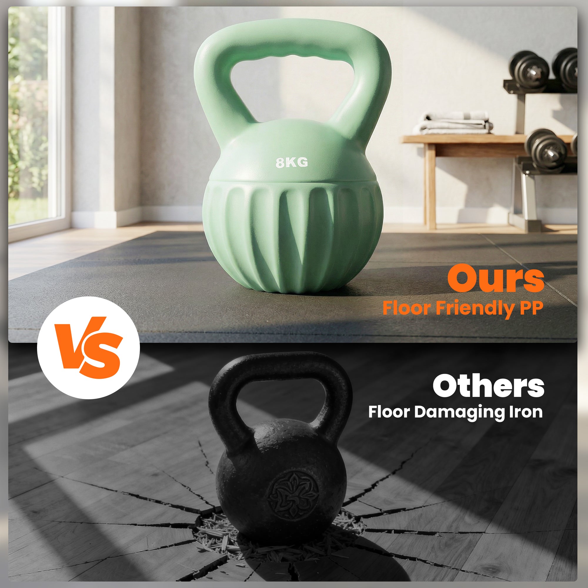 Kettlebell for Strength Training Kettle Bell with Non-Slip Handle 8 kg Green