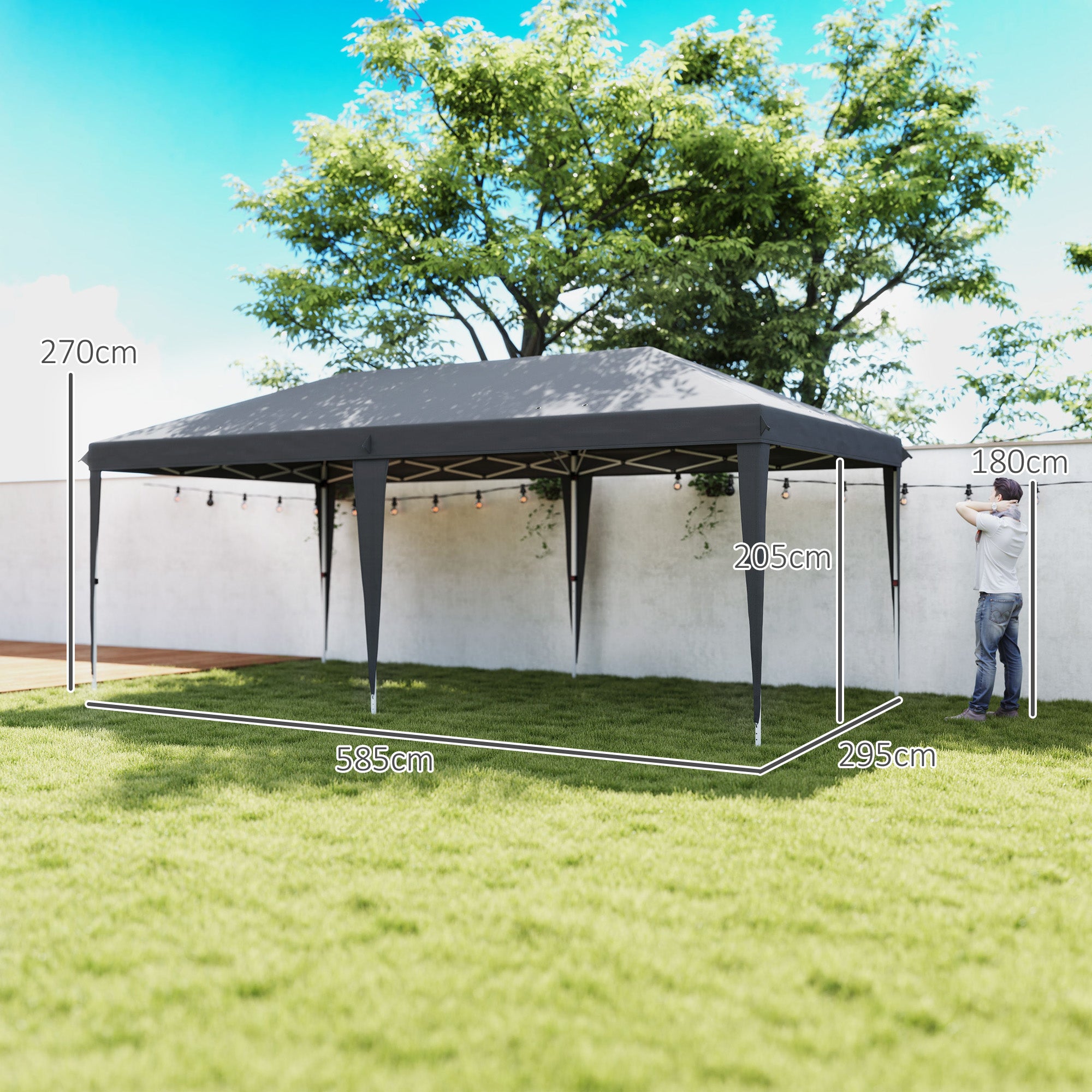 6 x 3 Metre Pop-Up Gazebo with Steel Frame - Grey