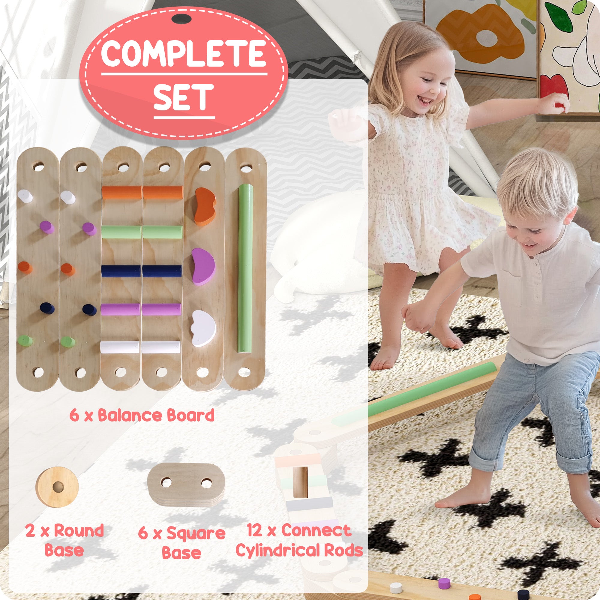 Wooden Balance Beam for Kids, Balance, Coordination, Agility