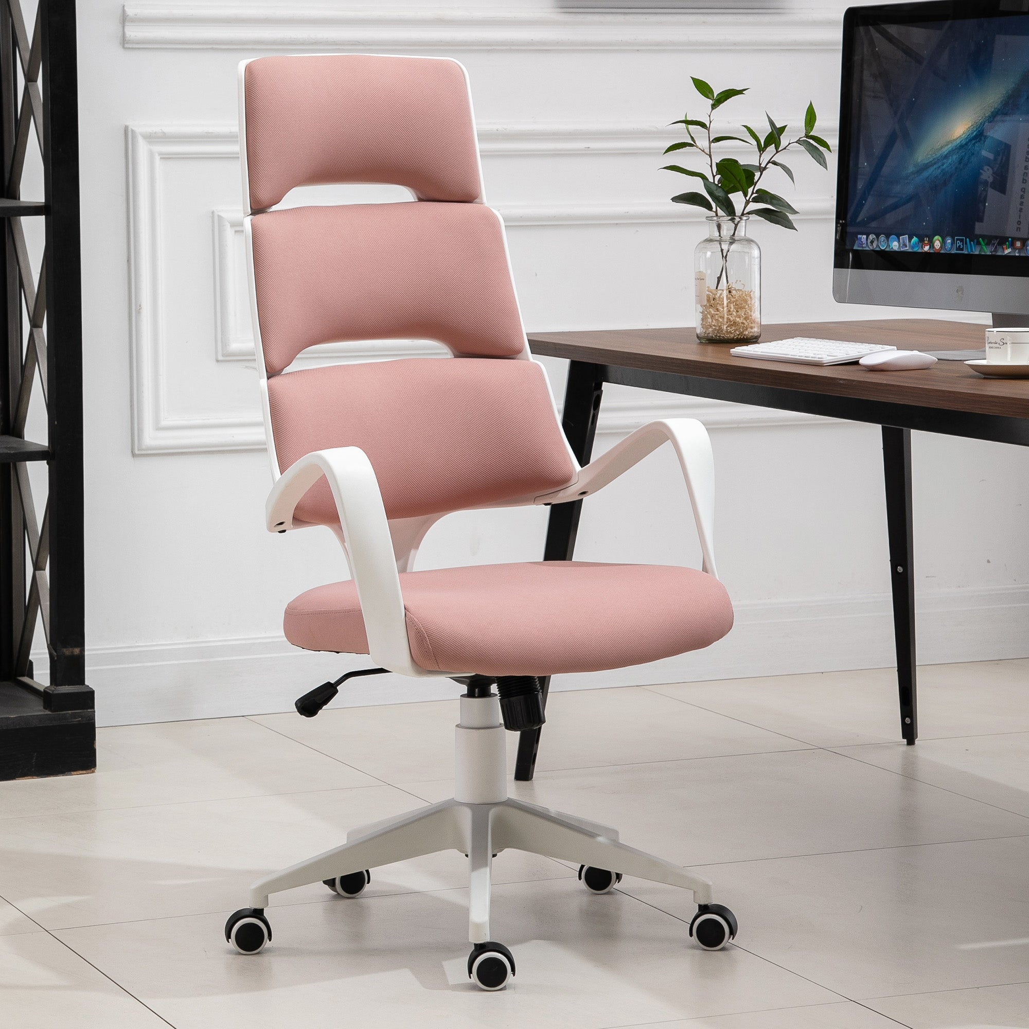 Plastic Ergonomic High Back Office Chair Pink