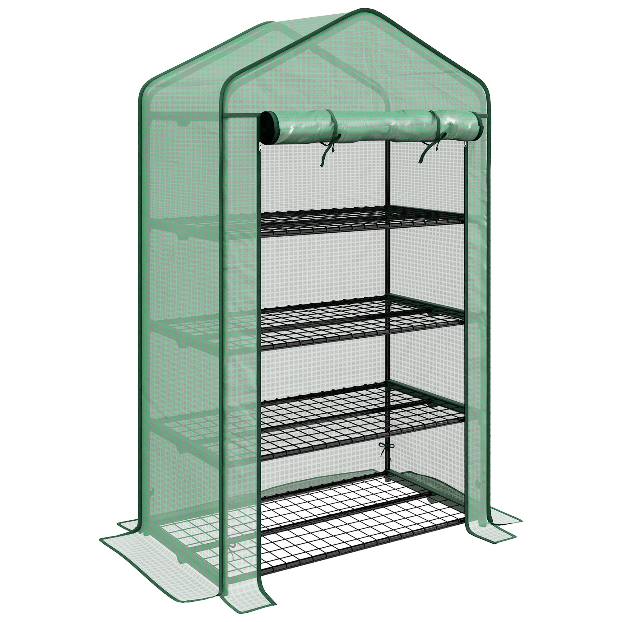 Four-Tier Mini Greenhouse, with Reinforced Plastic Cover