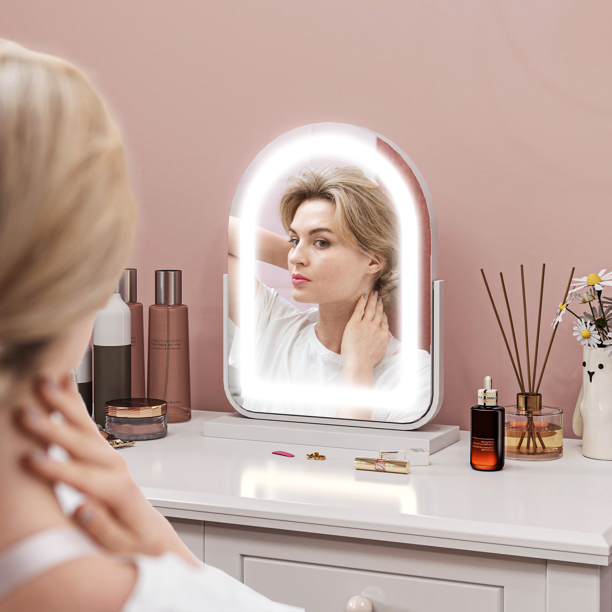 33 x 44.5cm LED Vanity Mirror with Adjustable Lighting - White