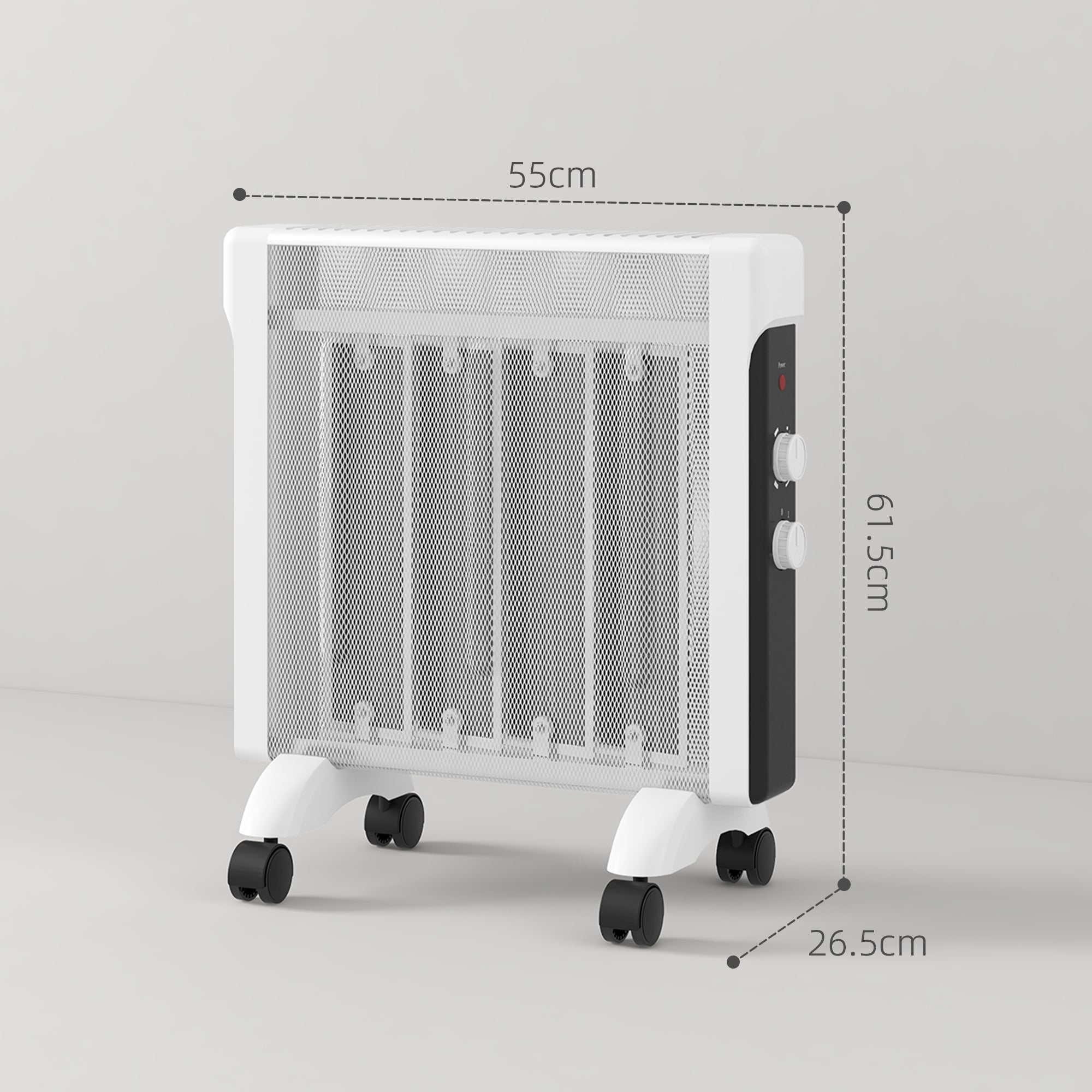 2kW Electric Heater with Adjustable 10-45°C Temperature - White
