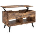 Lift Top Coffee Table with Hidden Storage Living Room Table Metal Legs 75 cm Rustic Brown