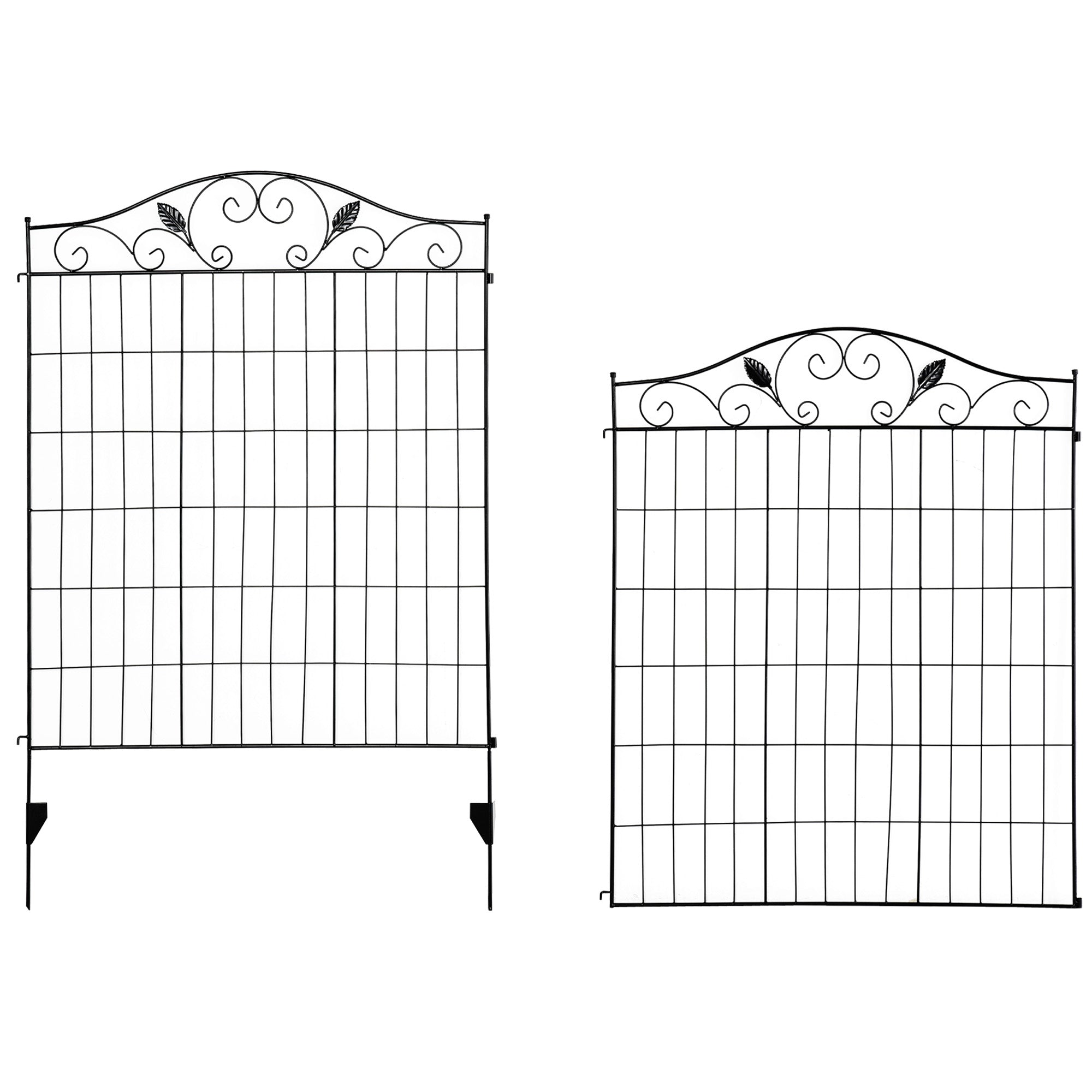 Set of 2 Decorative Garden Fence, 8 Panels Metal Picket Fence, Versatile Shapes for Patio Lawn, 365cm x 112cm, Black