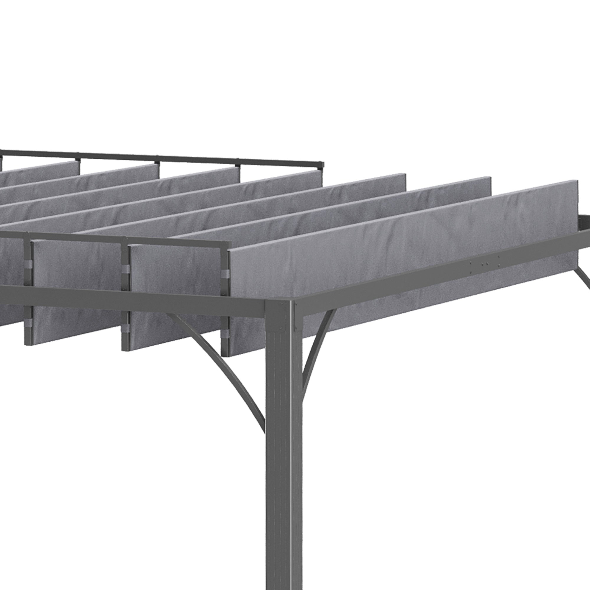 4 x 3(m) Outdoor Pergola with Retractable Roof, Aluminium Louvered Patio Gazebo Canopy for Lawn Garden Patio, Grey