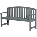 2 Seater Wooden Garden Bench with Armrest Outdoor Chair for Park Balcony - Grey