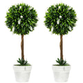 Set of 2 Decorative Artificial Ball Trees with Lavender Flowers 60cm - White