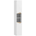 Tall Slim Bathroom Cabinet with 2 Doors, 2 Shelves - White