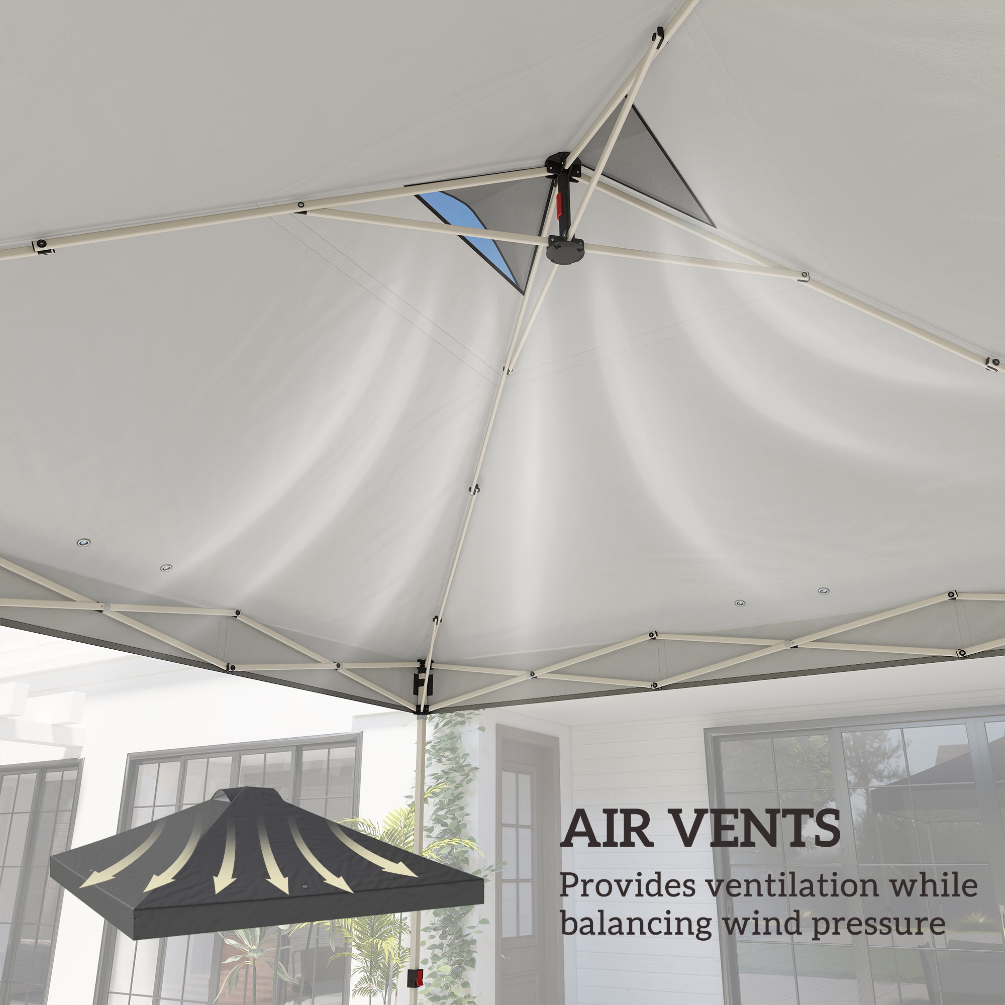 Gazebo Roof Replacement UV50+ Waterproof Pop Up Canopy Cover with 8 Drainage Holes 3 x 3 m Dark Grey