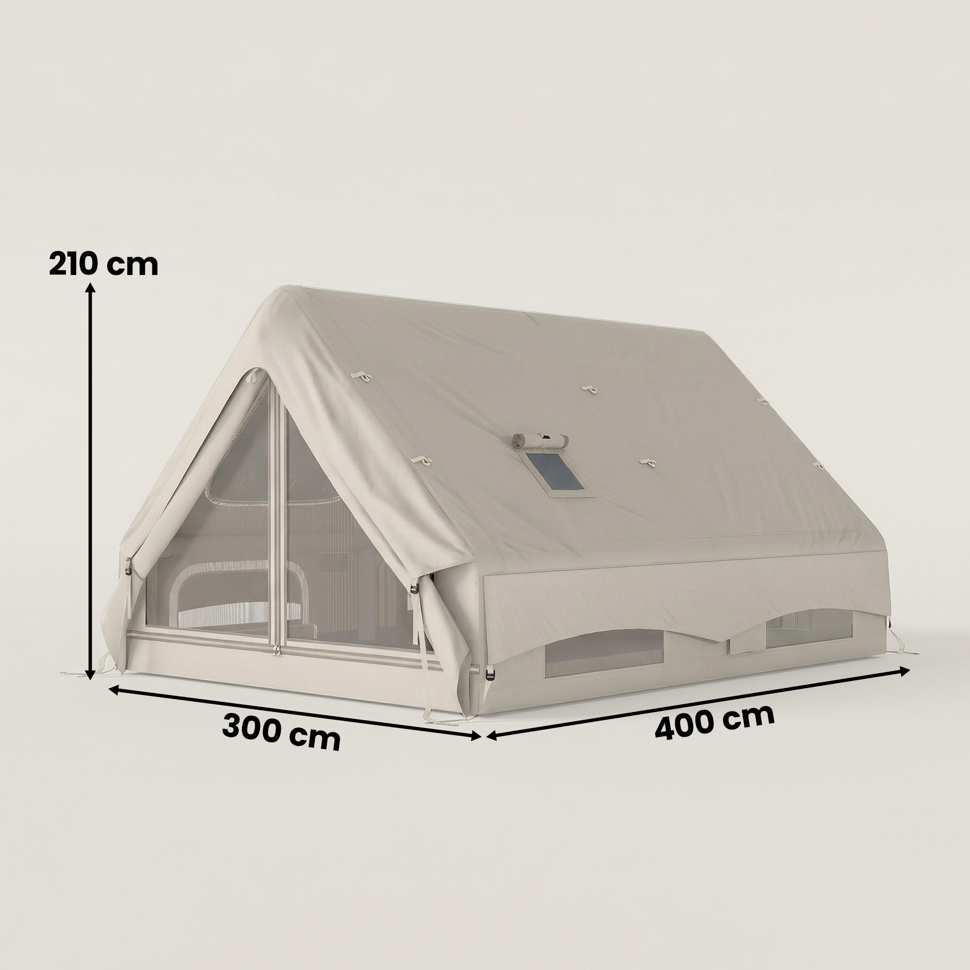 Inflatable Camping Tent, 4 Season Hot Tent 10000mm Waterproof with Chimney Opening, Sky Light and Air Pump, Khaki