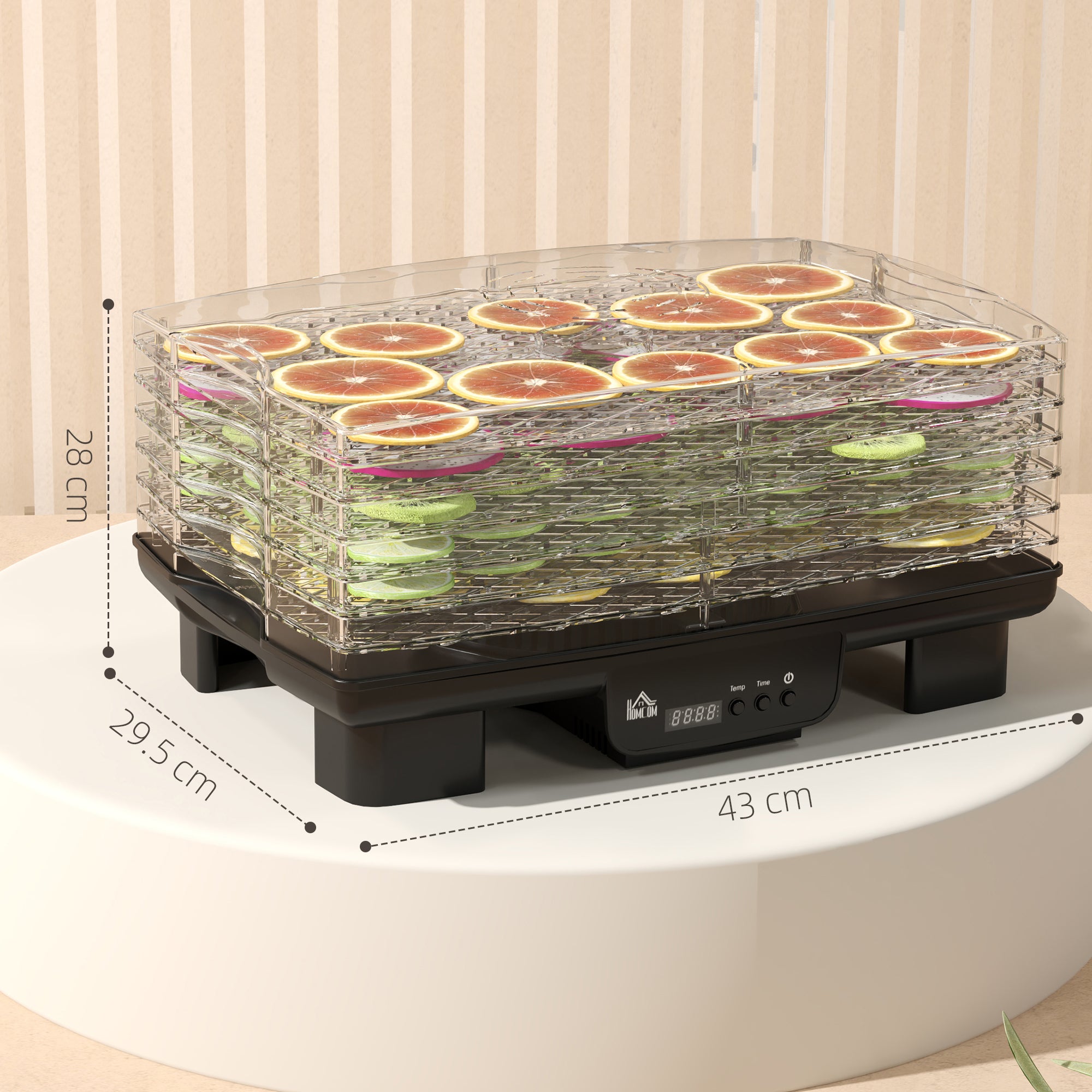 40-70℃ Six-Tray Food Dehydrator - Black