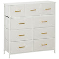 Chest of Drawers with 9 Boucle Fabric Drawers and Steel Frame - Cream White