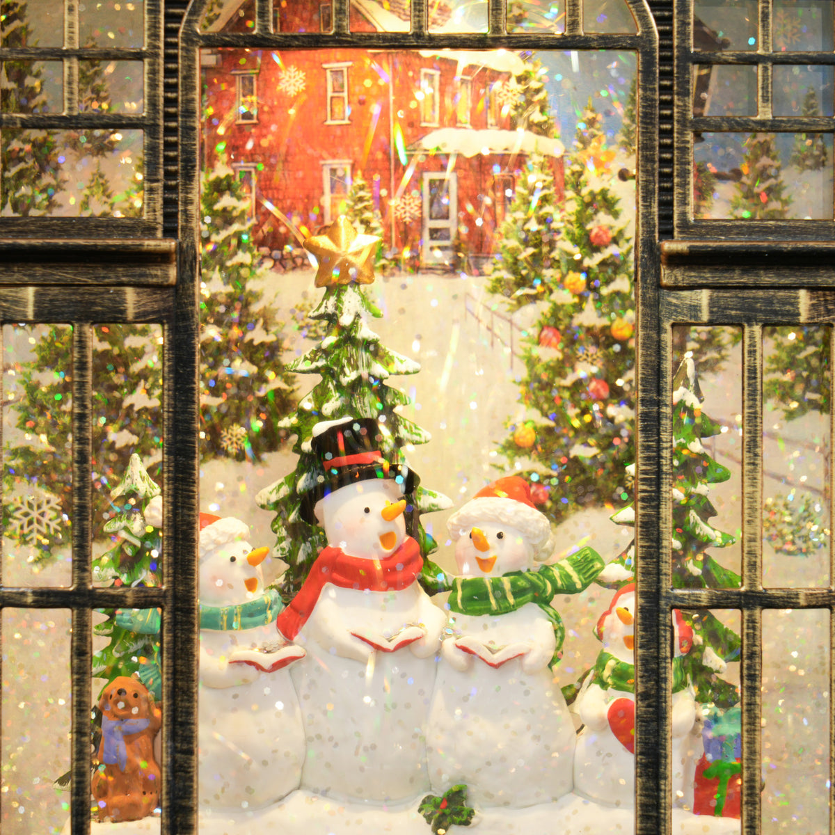 Christmas Musical Snow Globe Lantern with Lights and Swirling Glitter - Bronze Tone