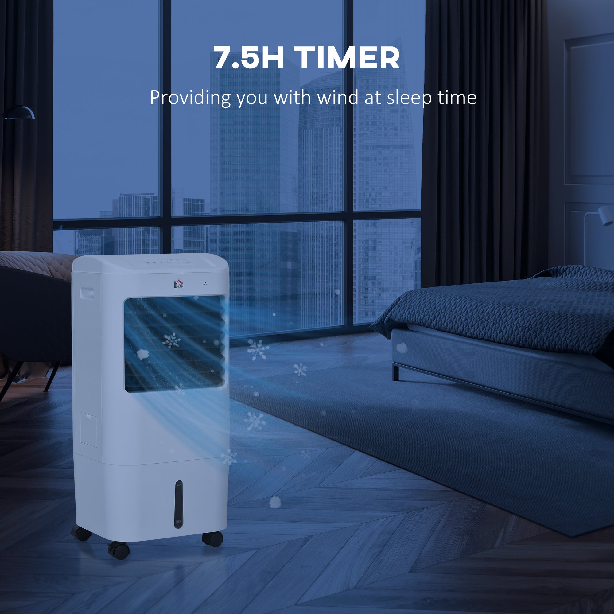 Portable Air Cooler with 15 Litre Water Tank, Oscillation, LED Display, Remote Control, 7.5 Hour Timer, Evaporative Air Cooler Fan with 3 Speeds, 3 Modes, Ice Packs, for Home Office