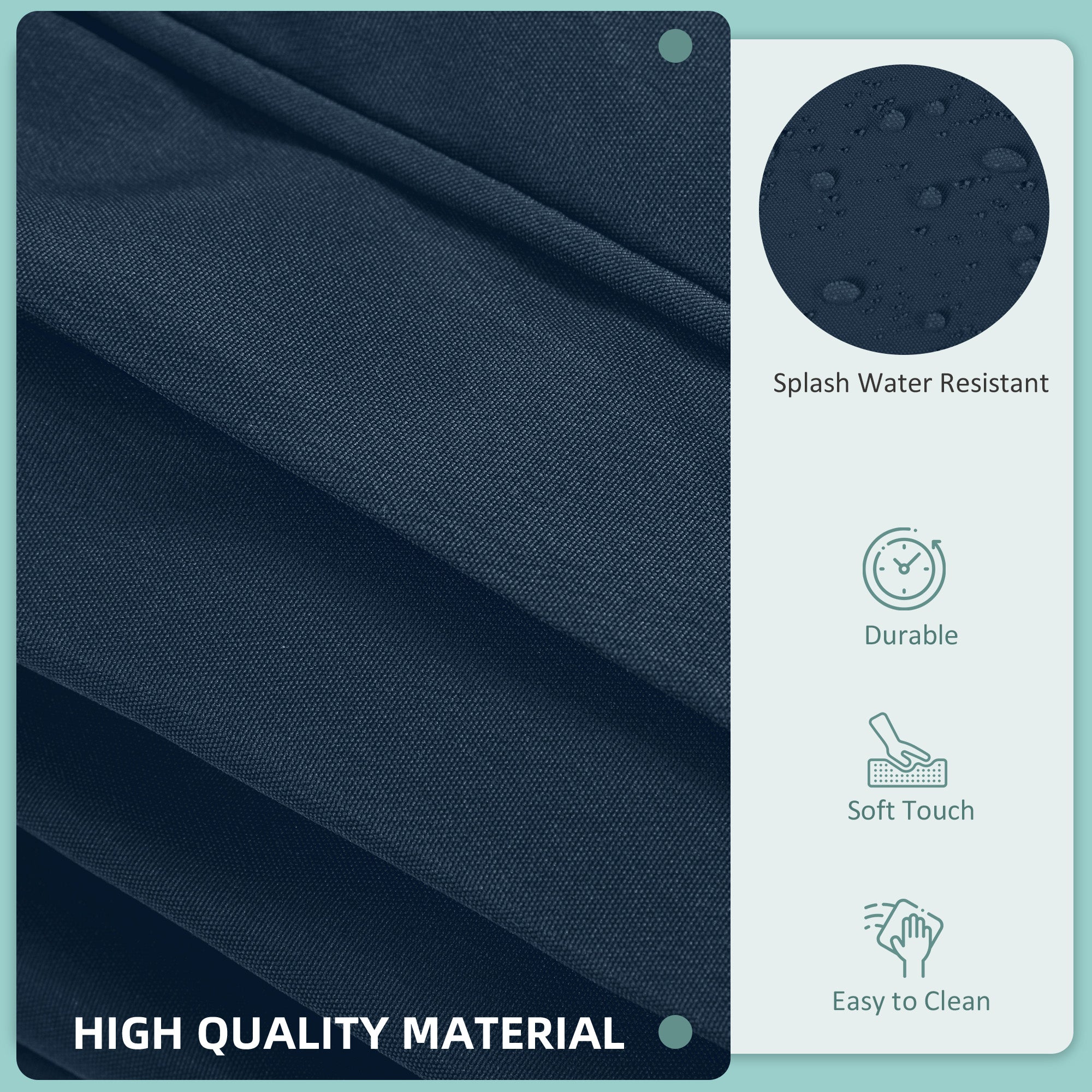 Set of 14 Polyester Garden Rattan Sofa Cushion Covers - Blue