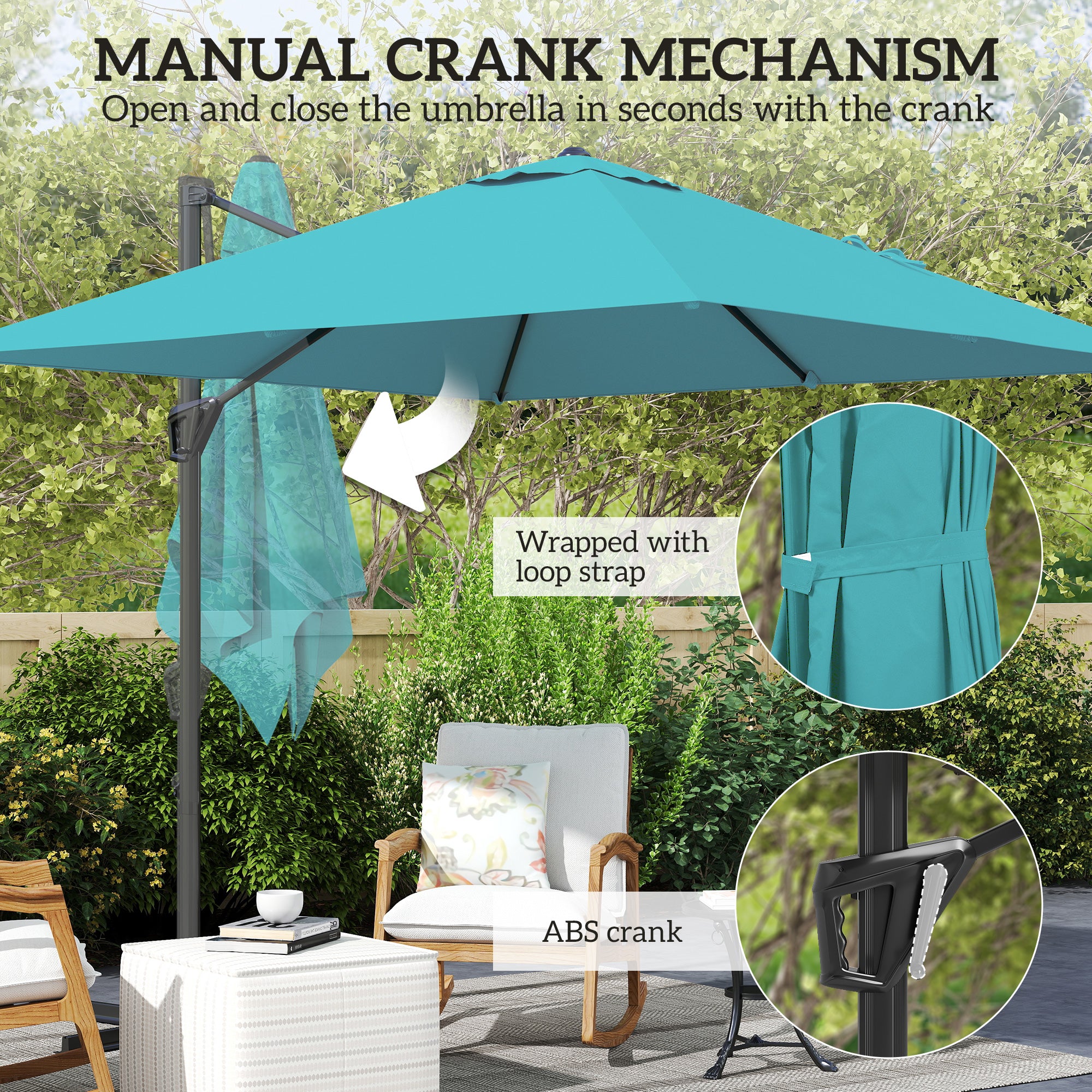 Patio Offset Parasol Umbrella - Blue