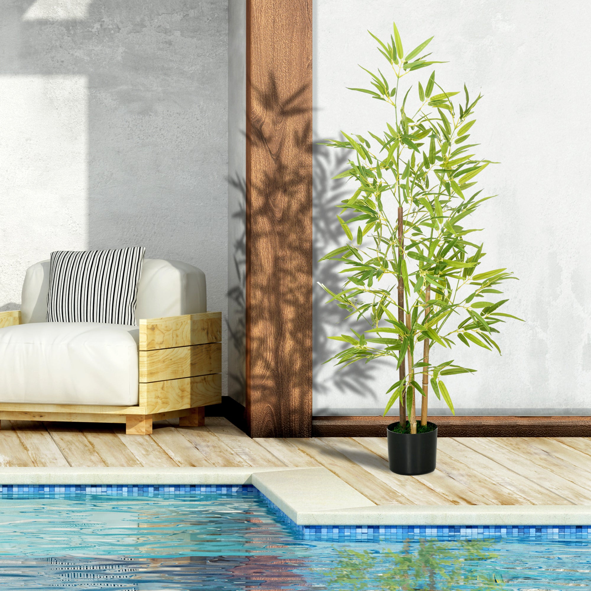 Artificial Plant Bamboo Artificial Tree Height 120 cm with Pot for Home Indoor Decor