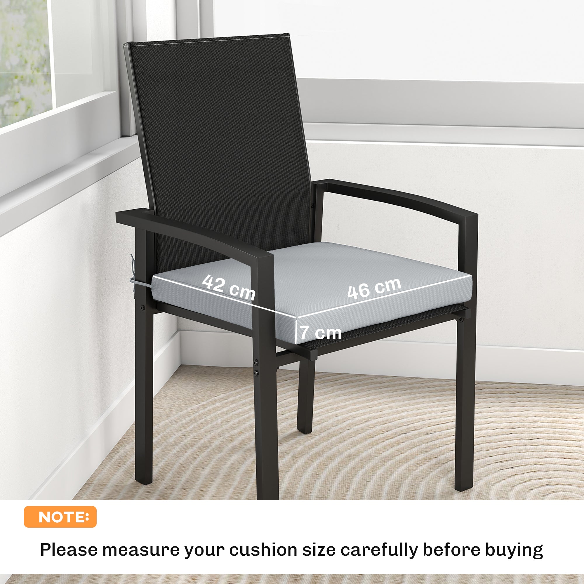 Set of 6 Outdoor Seat Cushions with Machine Washable Cover, Water Repellent Seat Cushions Light Grey