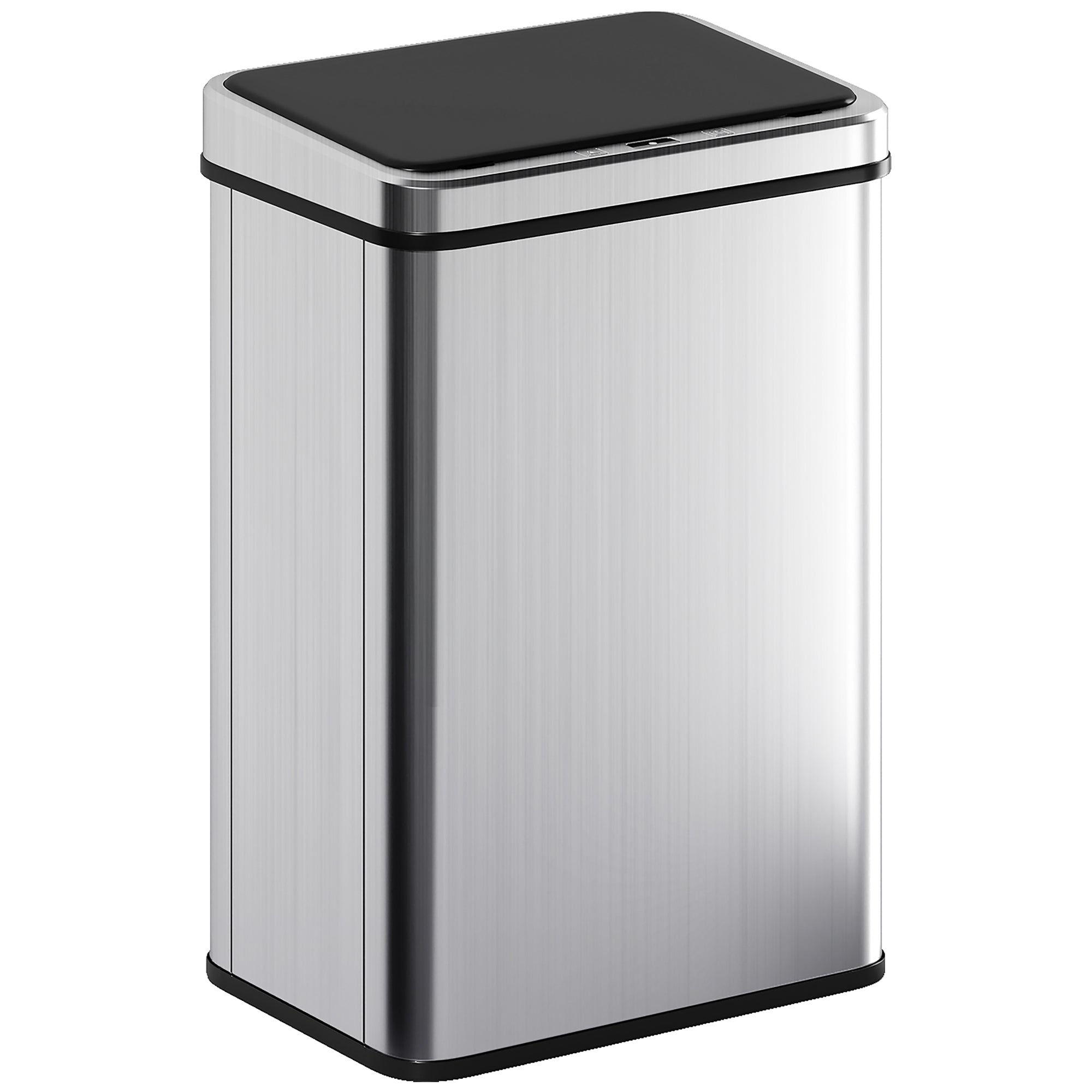 50L Sensor Bin with Soft-Close Lid, Stainless Steel Automatic Touchless Motion Sensor Kitchen Bin, Silver Tone