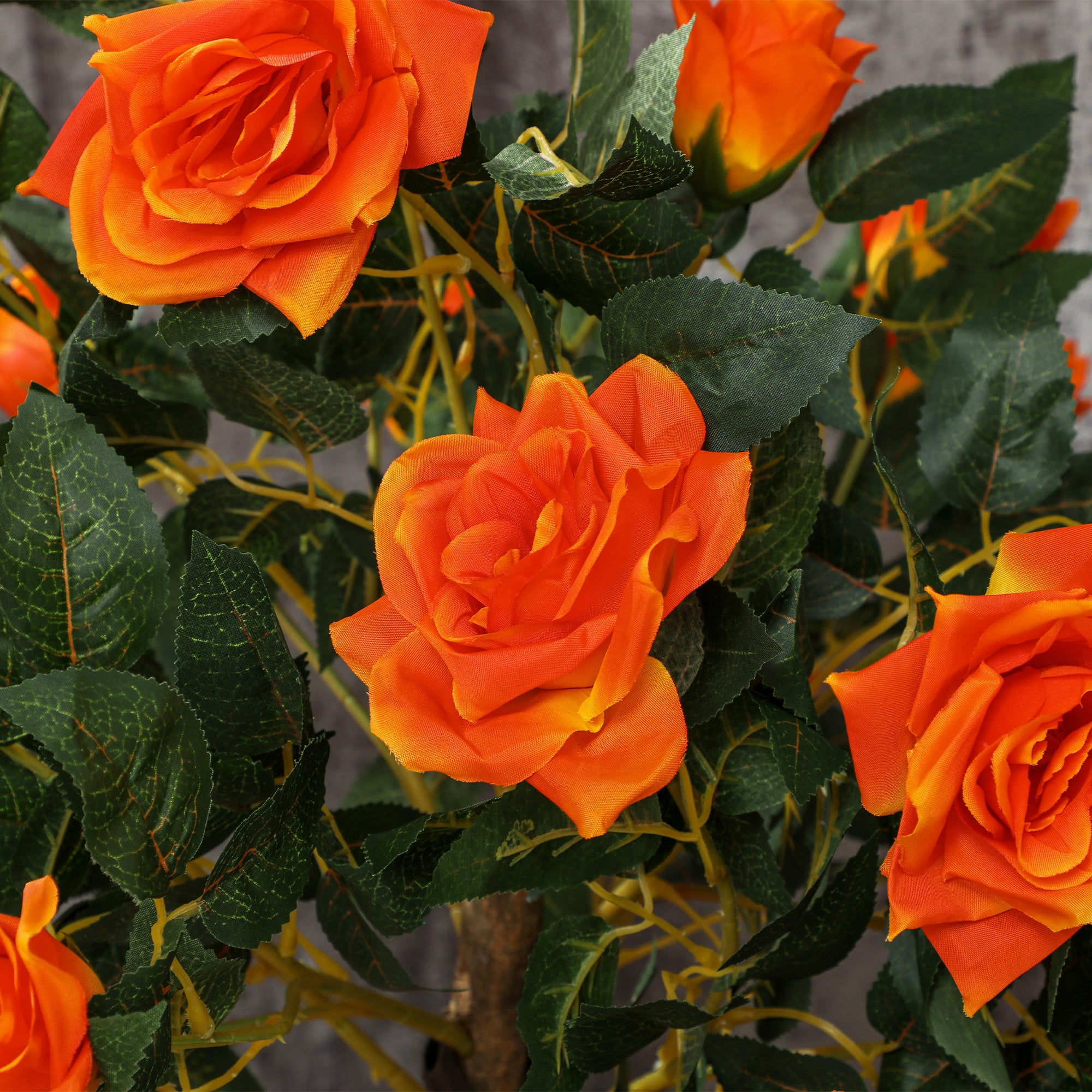 Set of 2 Artificial Plants White Rose Floral in Pot, Fake Plants for Home Indoor Outdoor Decor, 90cm, Orange