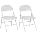 Set of Two Cushioned Steel Folding Chairs with Padded Seats - White