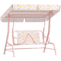Kids 2-Seater Garden Swing Chair with Adjustable Canopy and Safety Belt - Pink