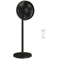 40 cm Standing Fan, Cooling Floor Fan with 80° Oscillating, Adjustable Tilt and Height, 4 Speed, Remote Control, Black
