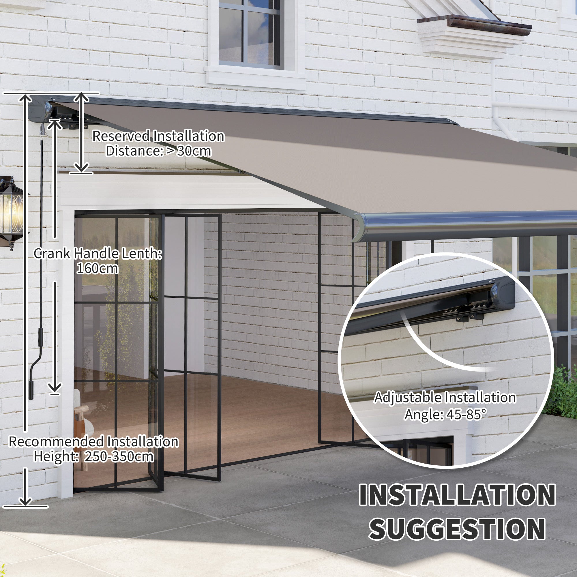 3.5 x 3 Metre Electric Retractable Awning Set - UV50+ Light Grey