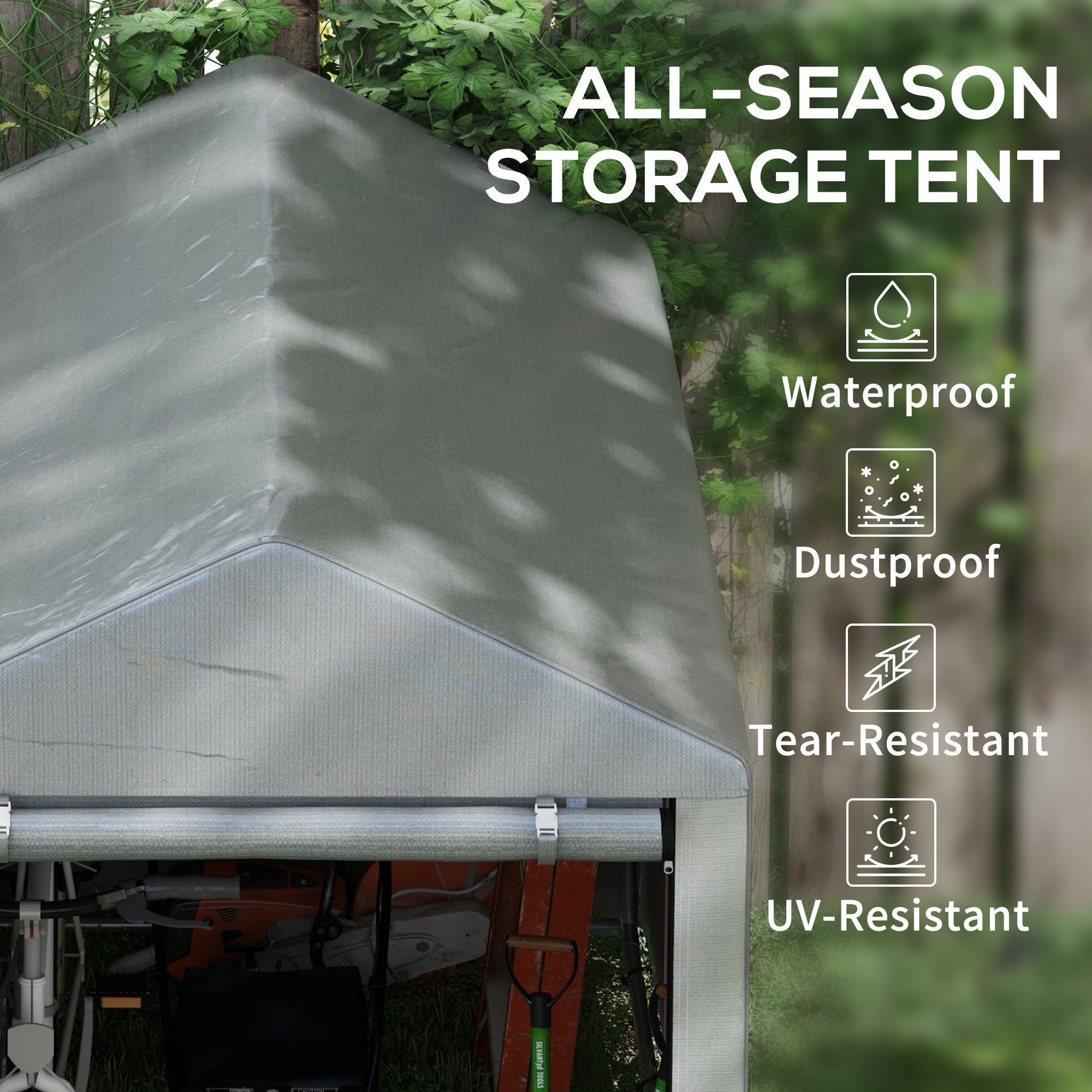 179 x 120cm Temporary Garden Shed, with Accessories - Light Grey