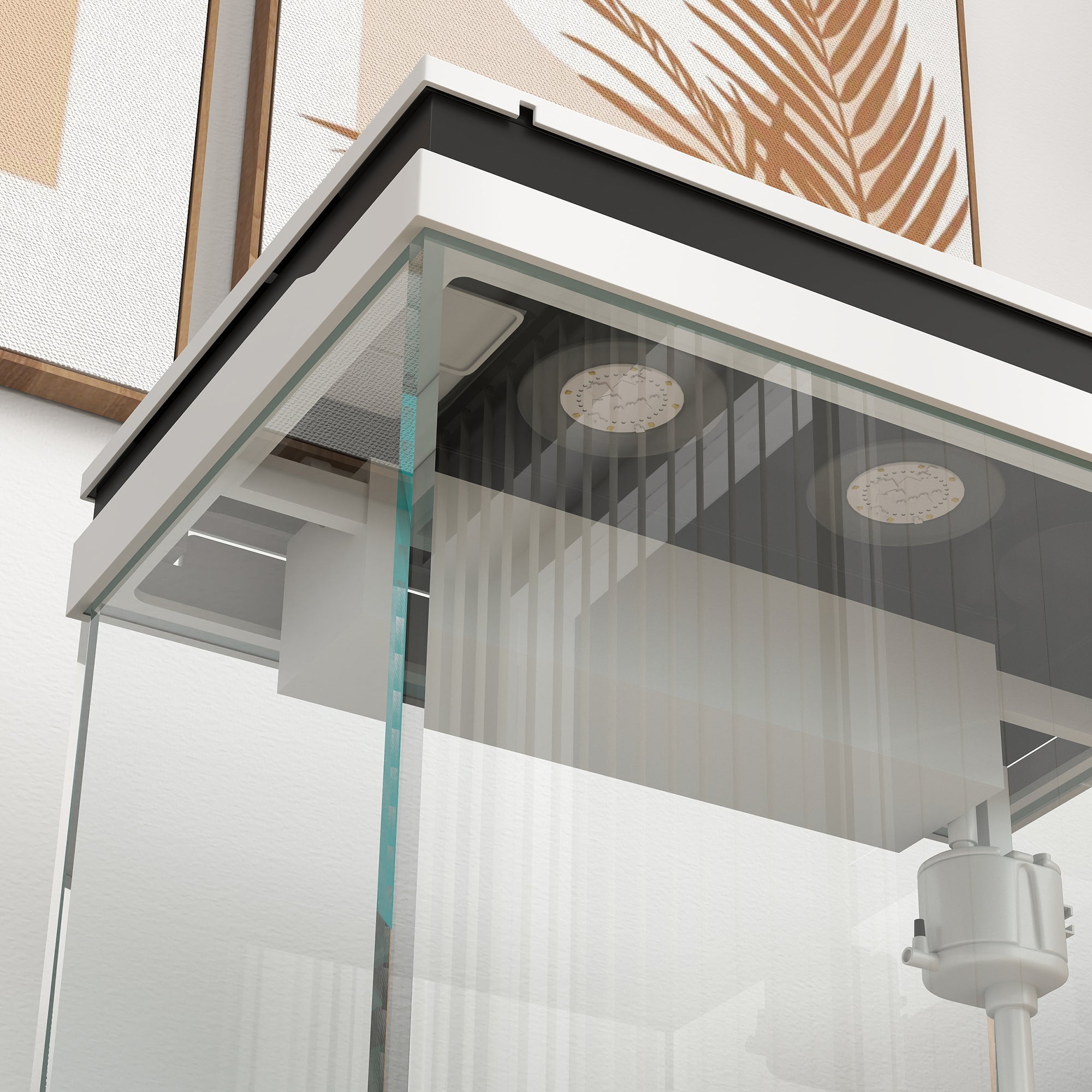 26L Glass Fish Tank with Filter System, LED Lights, Water Pump, White