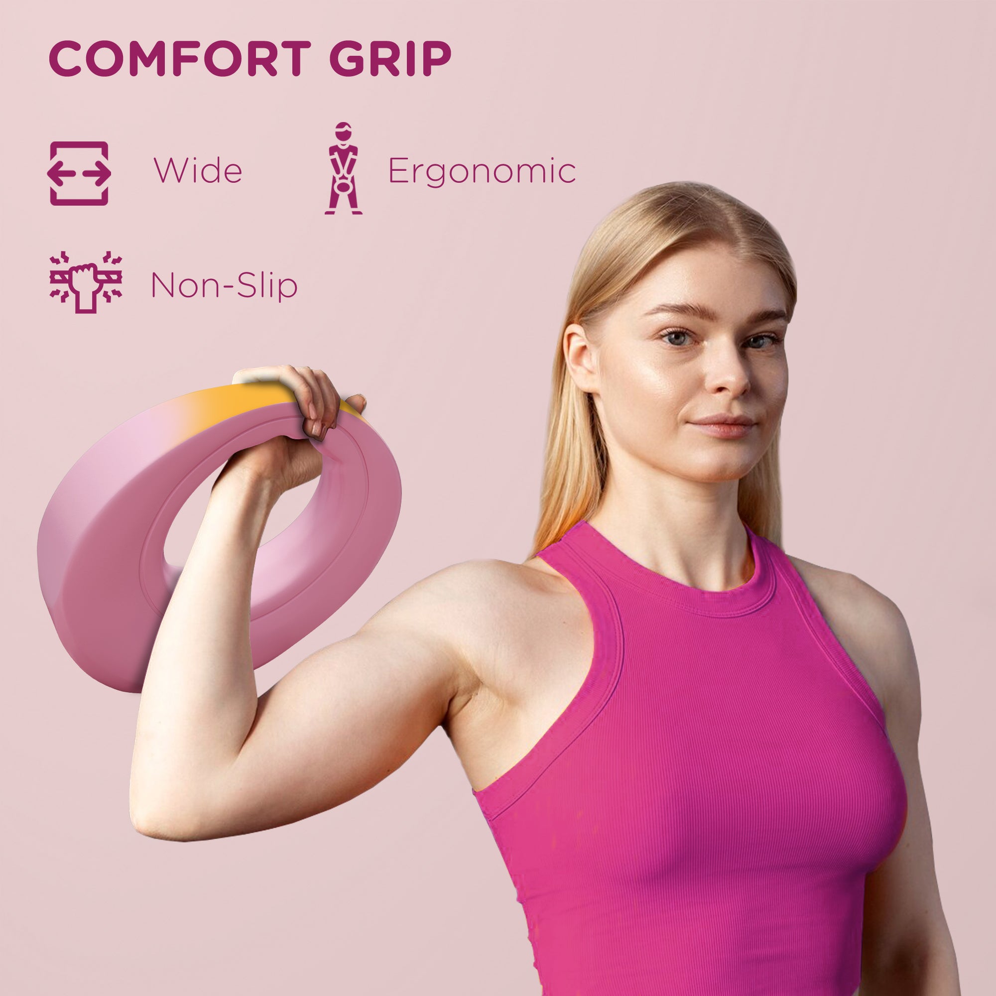 12kg Kettlebell, Soft Kettle Bell with Wide Handle for Home Gym, Weight Lifting, Strength Training, Pink