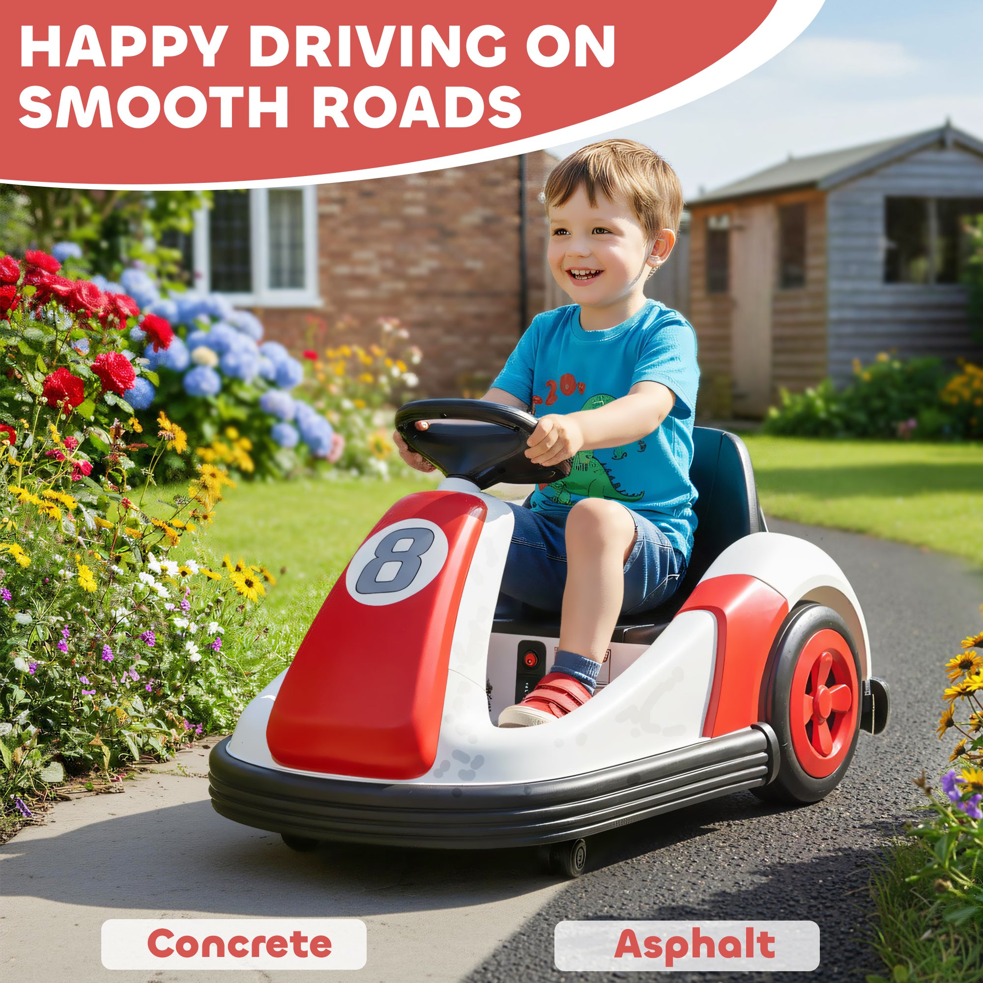 Kids Bumper Car with 360-Degree Rotation, 6V Electric Ride On Car with Music and Horn for 3-8 Years Old, Red