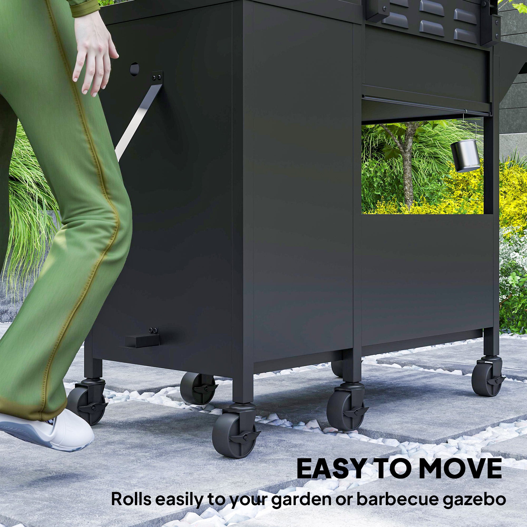 3 Burner Gas BBQ Grill with Storage Cabinet and Side Burner - Black