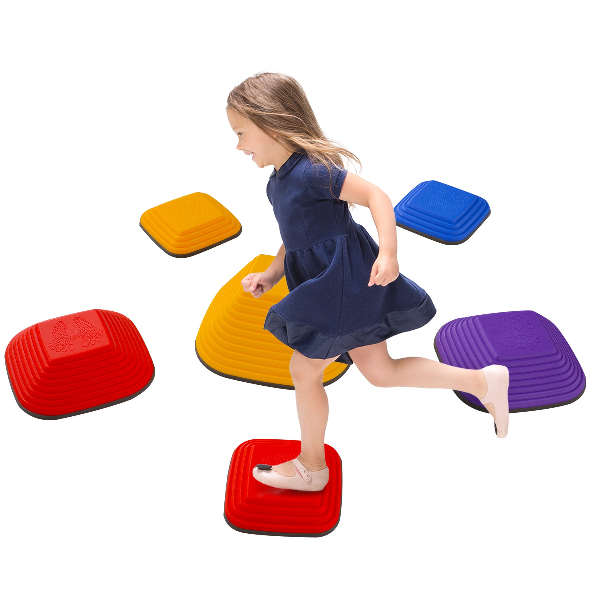 Balance Stepping Stones for Kids, 6PCs Non-Slip Stackable River Stones, Obstacle Courses for Balance & Motor Skills