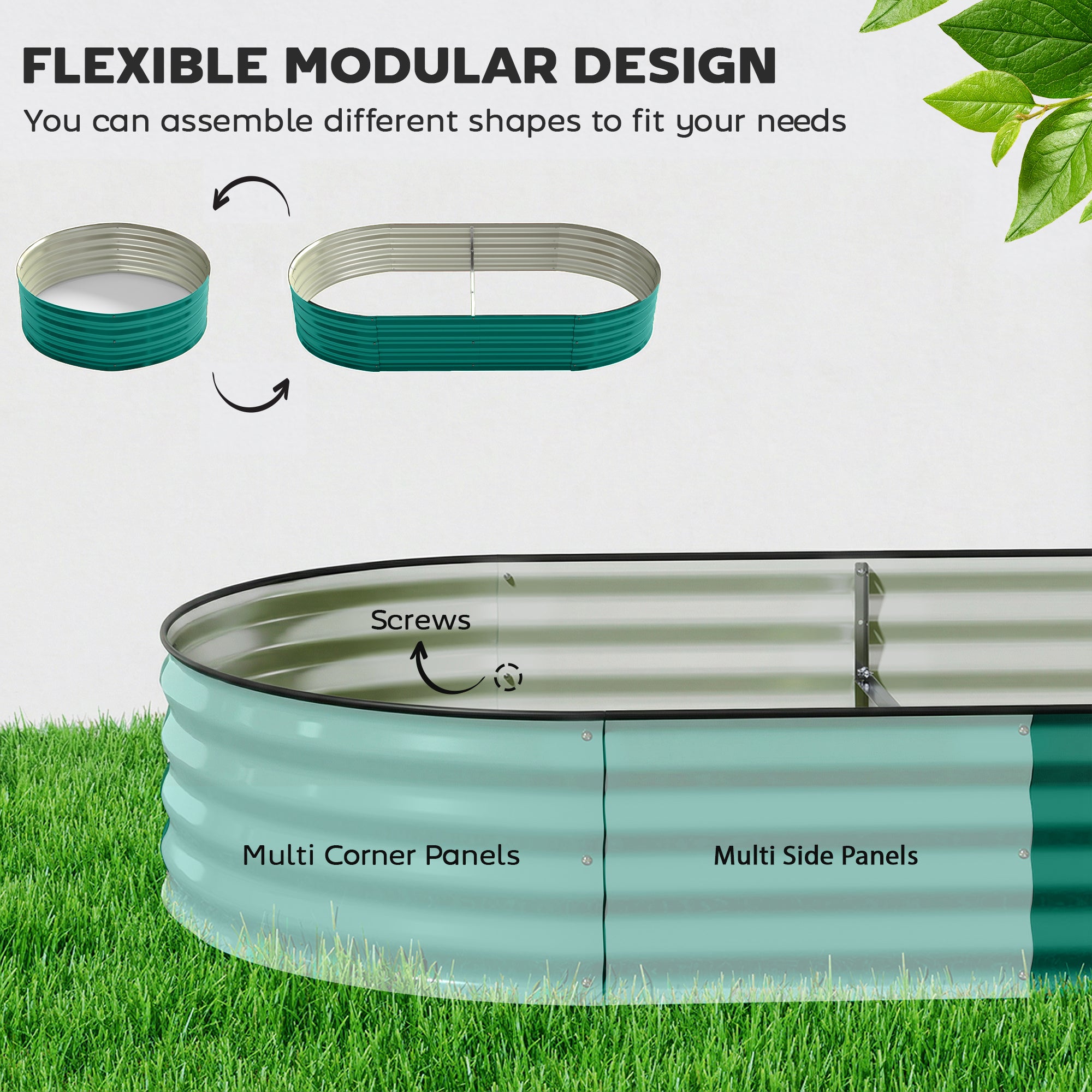 Galvanised Raised Garden Bed, Metal Planter Box with Safety Edging, for Flowers, Herbs, Succulents, Light Green