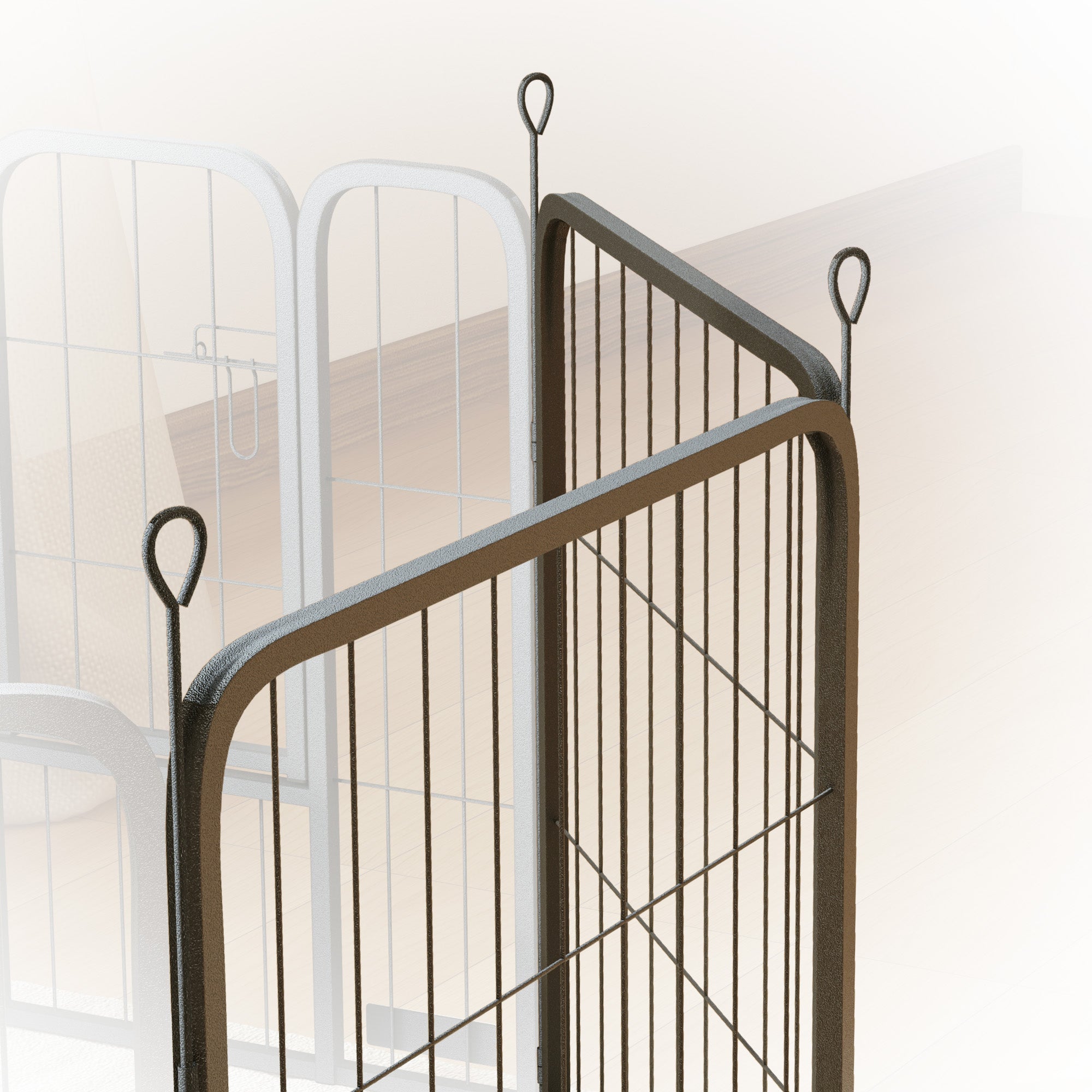 2 Piece Dog Pen Expansion Pack for 60cm High Animal Pen with 3 Connecting Stakes