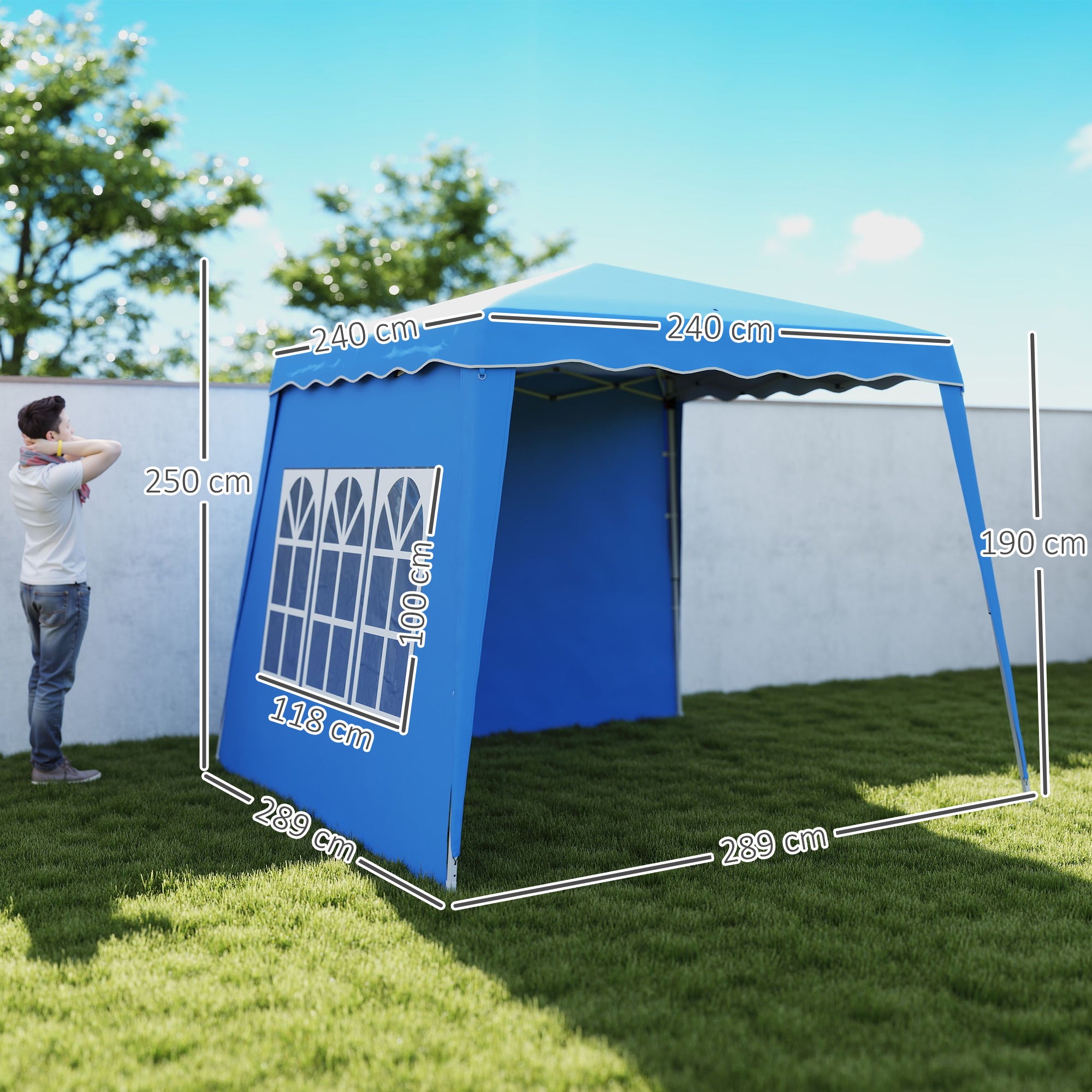 2.4m Pop Up Gazebo with Sides UV50+ Protection - Blue