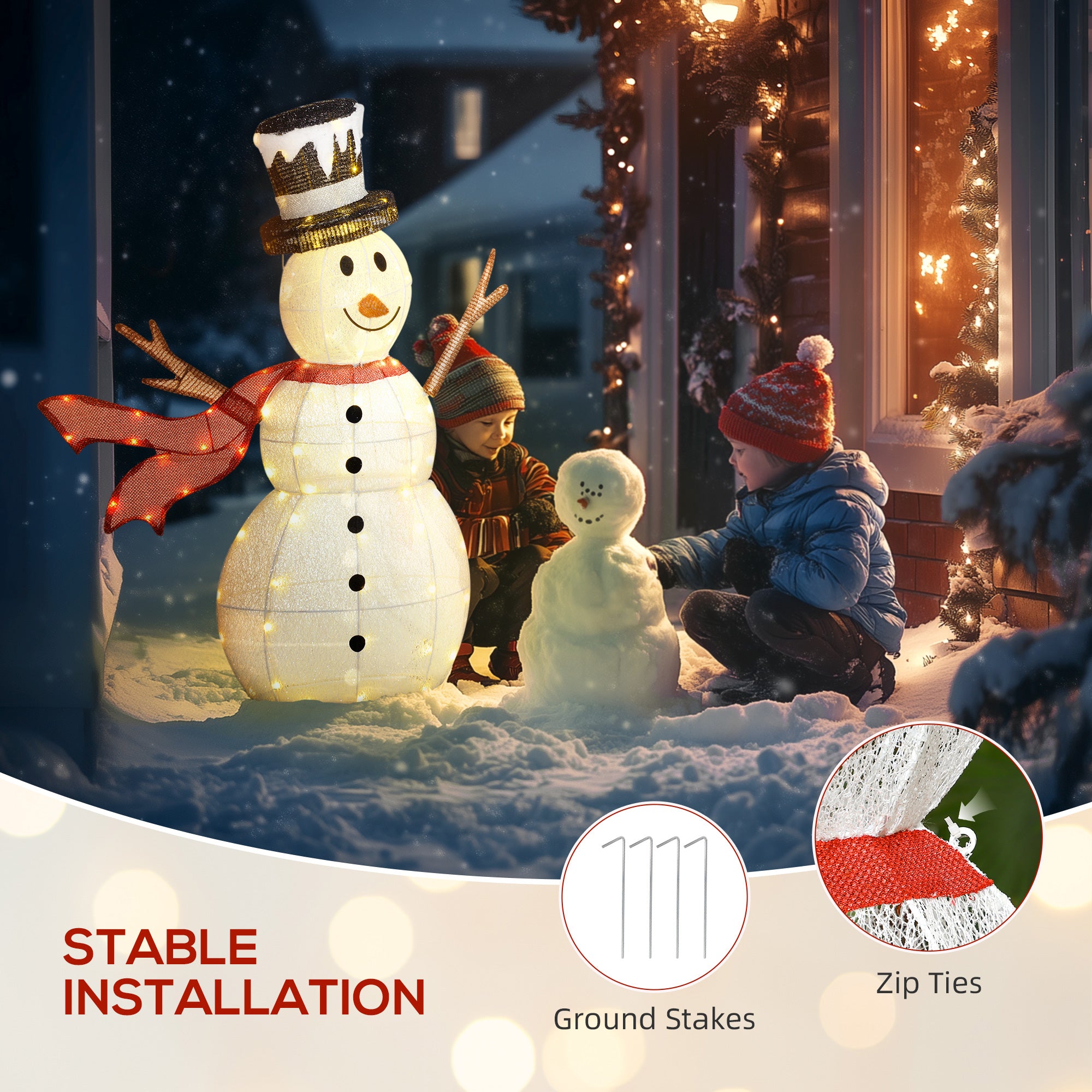 3ft 78 LED Light Outdoor Snowman Decoration, with Accessories