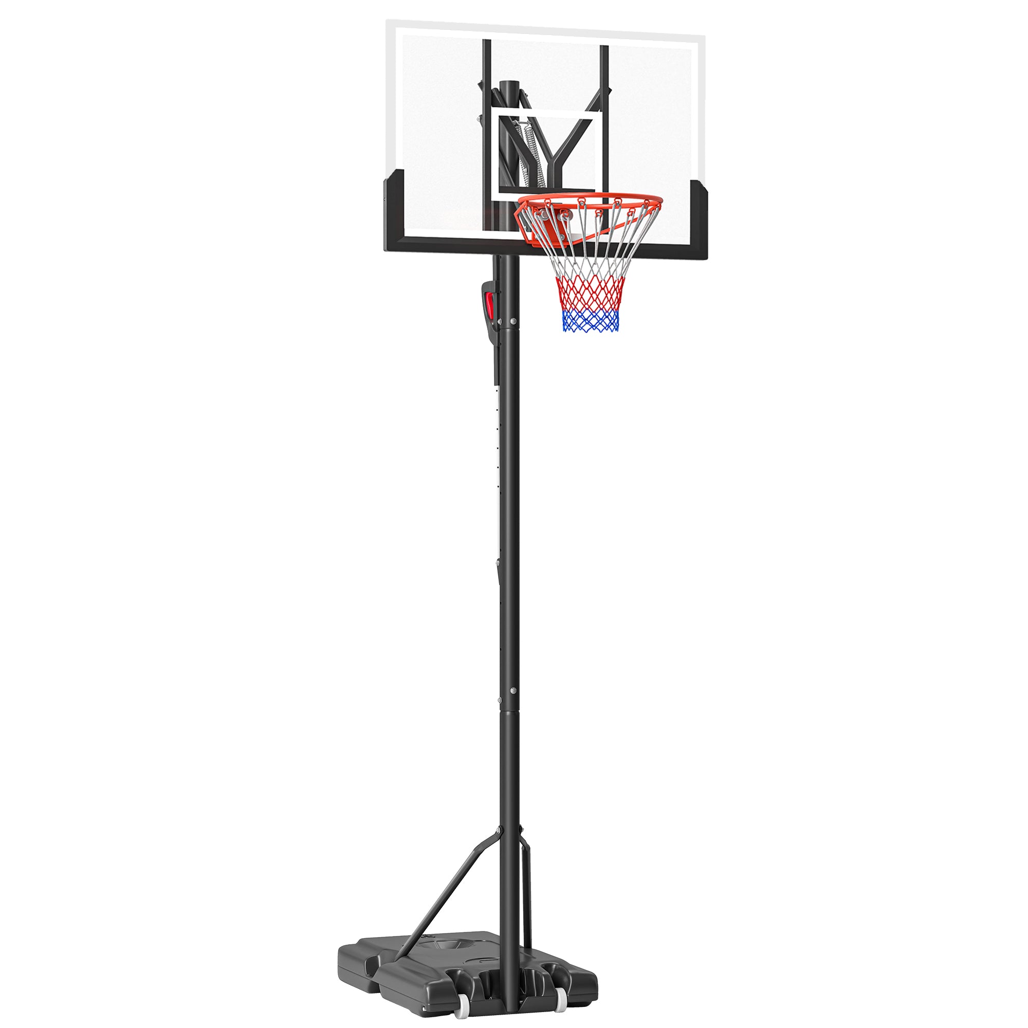 Six-Level Height Adjustable Freestanding Basketball Hoop and Stand with Wheels, 2.35-3.05m