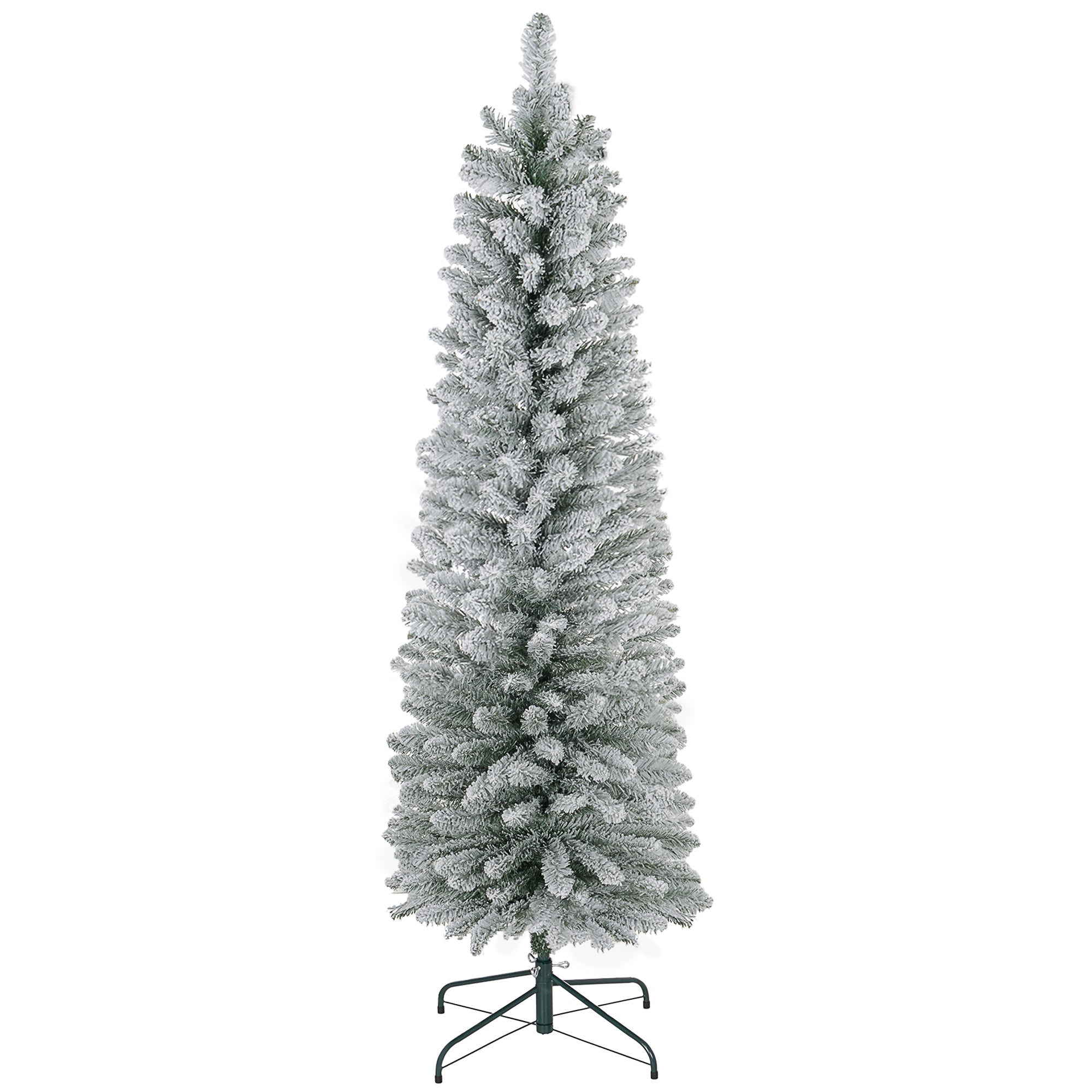 5ft Artificial Snowy Pencil Christmas Tree - Green