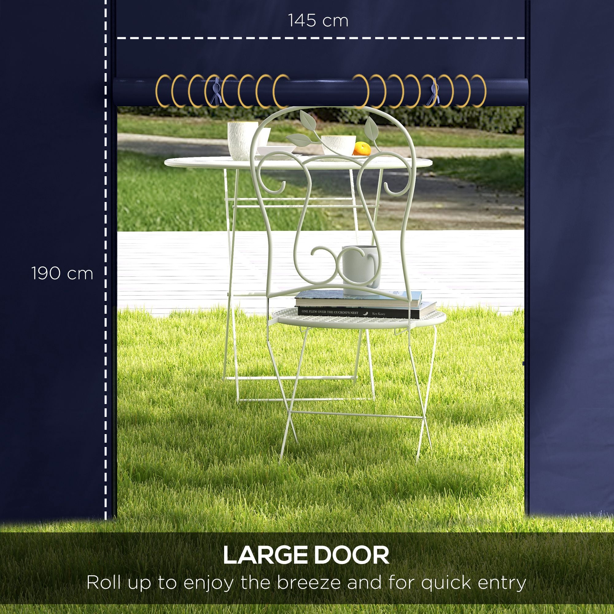 Set of 2 Gazebo Side Walls 210D Oxford Cloth Blue with Windows and Doors