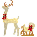170 LED Light-Up Reindeer and Sleigh Christmas Decoration - White and Red