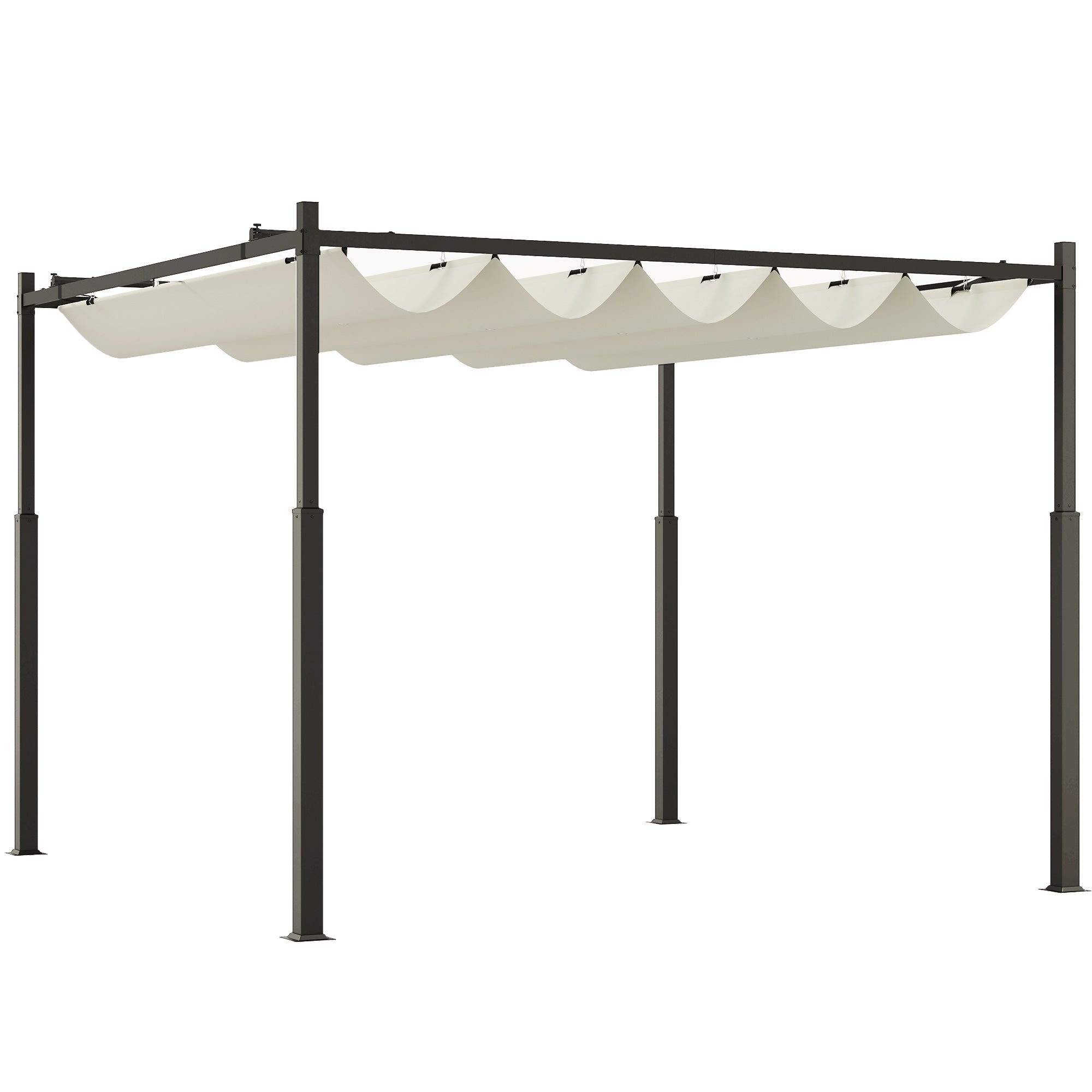 3 x 3 Metre Metal Pergola with Retractable Canopy and UPF30+ Cream White