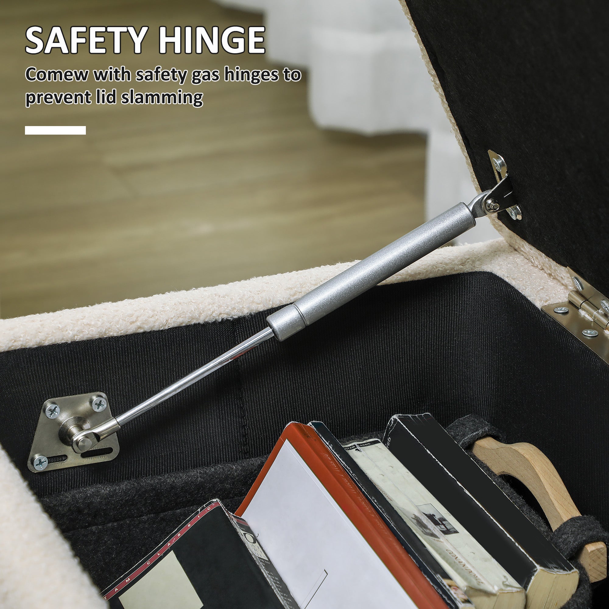 47L Teddy Fleece Storage Ottoman - Cream