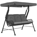 3-Seater Garden Swing Seat, Outdoor Swing Chair with Adjustable Waterproof Canopy, Light Grey