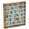 Six Shelf Wall-Mounted Display Cabinet with Glass Doors - Brown
