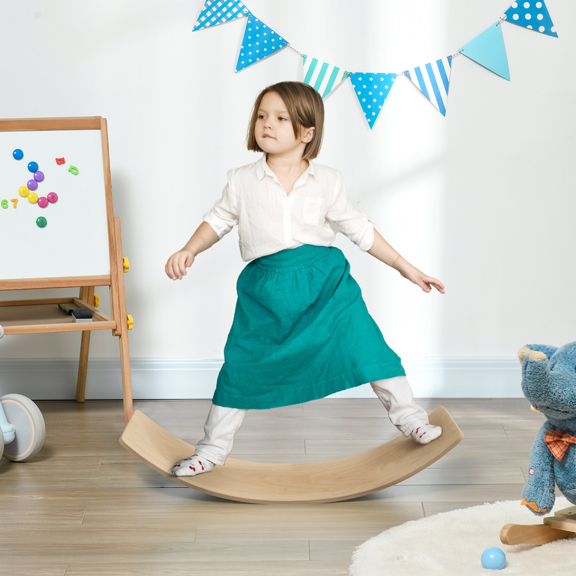 Wooden Balance Board for Children 3-8 Years Old, Natural Tone